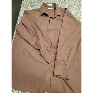 St Patrick Shirt Mens 19 36/37 Brown Long Sleeve Dress Button Up‎ Cotton Blend